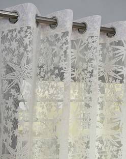 Saanvi Creations 213 cm (7 ft) Net Semi Transparent Door Curtain (Pack Of 2)
