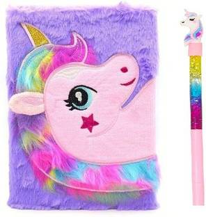 Giftshub Cute Embossd Unicorn Diary notebook with Pen,attractive gift for Kids as Birthday gifts and return gifts A5 Notebook Ruled 100 Pages