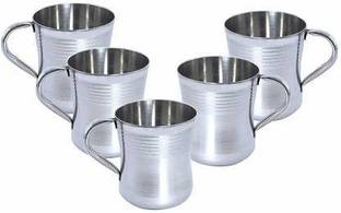 MISKU (Pack of 5) (Pack of 5) 05 Damru Stainless steel Glass/Cup set of 05 (laser finished/Tool Touch , 200ml) Glass Set (200 ml, Steel) Glass (200 ml, Steel) Glass Set (200 ml, Steel) Glass Set Shot Glass