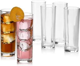 SHIPPLIER (Pack of 6) Clear Highball Water Drinking Glasses, Elegant and Durable Tall Bar Glassware Sets for Juice, Cocktails, Beer & Beverage Glass Set Water/Juice Glass