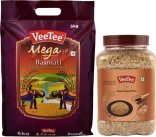VeeTee Combo Pack Of Mega Basmati Rice (5 Kg) and Gold Brown Basmati Rice (1 Kg) Basmati Rice (Full Grain, Polished)