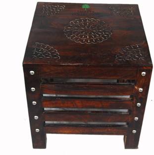 Smarts collection Wooden Stool for Living Room and Bedroom Furniture (Brown 12x12x12 Inches) Solid Wood Corner Table (Finish Color - Brown, Pre-assembled) Solid Wood Side Table