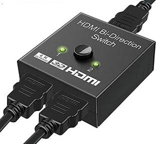 GIPTIP  TV-out Cable HDMI Switch 3D - 2 Port Bi-Directional Manual Button HDMI Switch 2 in 1 Out or 1 in 2 Out Splitter Supports 1080p 2k 4k Full hd Support -HDMI Switch