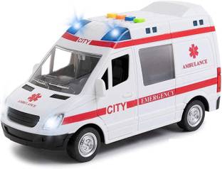 ARNIYAVALA Ambulance Toy Car with Light & Siren Sound Effects - Friction Powered