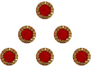 A to Z ROUND GOLDEN STONE RED BINDIS FOREHEAD Red Bindis