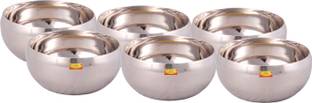 Shivshakti Arts Stainless Steel Serving Bowl Stainless Steel Handi, Bowl Katori - (6 Pieces Set, 200 Ml Each, Silver)
