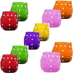 vsol All In One Size, Washable, Reusable, Adjustable, Solid Color, Pocket Cloth Diapers Multiple Colors for Newborns, Infants & Babies. 0 - 3 years. (08 Diapers)
