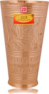 Shivshakti Arts Brass Glass | Brass Lassi Glass, No 20 - (1 Piece, Big - 750 Ml Each, Eatching Design) Glass Water/Juice Glass