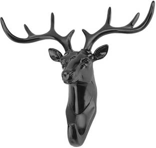 Be Sure Deer Head Hanging Hooks, Self Adhesive Wall Door Hook Hanger Bag Keys Sticky Holder(Black) Door Hanger Hook 1