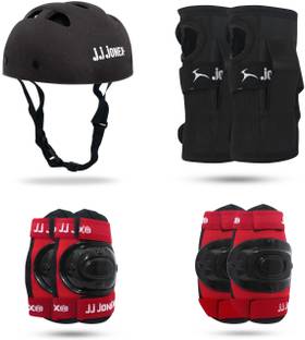 JJ Jonex Protective Set of 4 in 1 and Cycling Skating Guard Combo (Red/Black FOR AGE 12 Above/Size Large) (MYC) Skating Kit