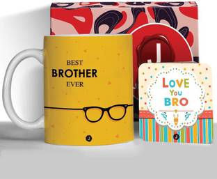 Jhingalala Best Brother Ever Printed with Greeting Card Birthday Gifts for Brother, Rakhi Gift for Brother (2343) Ceramic Coffee Mug