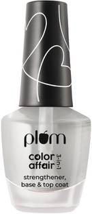 Plum Color Affair 3-in-1 Strengthener, Base & Top Coat | 7-Free Formula | With AHA & Avocado Oil | 100% Vegan & Cruelty-Free (Transparent)