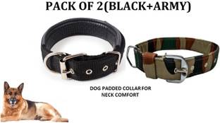 Hachiko Premium Quality Pack of 2(Army,Black)Dog Collar+Collar For All Large Breed Dogs. Dog Everyday Collar