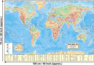 WORLD PHYSICAL MAP | Map Size (40 inch X 28 inch) World English Maps | Paper Print | Best Useful for UPSC, SSC, IES, RAILWAY and other Competitive Exams | Paper Print (40 inch X 28 inch) | English Maps. Paper Print