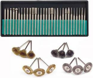 nCreations 30 Pcs / set Diamond Drill Grinder Bur Bits For Engraving Tool 3mm Rods+Wire Brush Glass Bronze Wheel Steel Wire Brush Tool Set Dremel Rotary Power Polishing Tools Hobby tools Rotary Bit Set