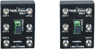 optik vision gold Powerless Node Optical Fiber RF -Converter 6 Out { pack of 2 } Coaxial Wire Connector