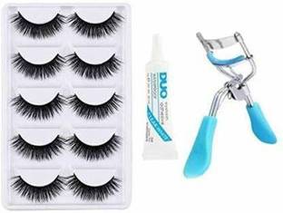 SHAGGY PREMIUM SET OF 5 FALSE BLACK EYELASHES + HIGH QUALITY EYELASH CURLER + ADHESIVE EYELASH GLUE COMBO PACK