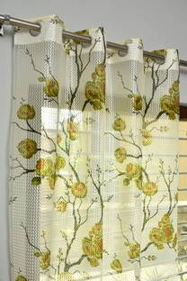 Home Garage 151 cm (5 ft) Net Semi Transparent Window Curtain (Pack Of 2)