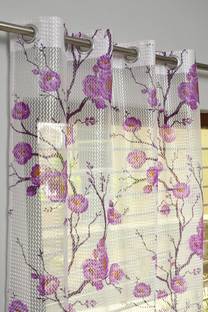 Panipat Textile Hub 274 cm (9 ft) Net Semi Transparent Long Door Curtain (Pack Of 2)