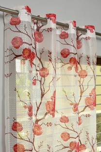 Panipat Textile Hub 274 cm (9 ft) Net Semi Transparent Long Door Curtain (Pack Of 2)