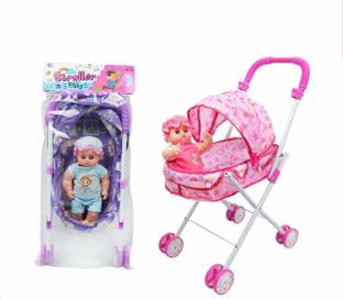 DIKUJI ENTERPRISE Kid New Toy Set Toys Baby Doll Mini Stroller Real Stroller for Girls