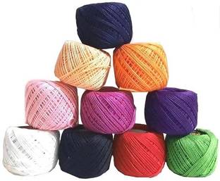 JOEJOE Embroidery Material Crochet Cotton Thread Yarn for Knitting and Craft Making (Multicolor, Pack of 10) Embroidery Hoop