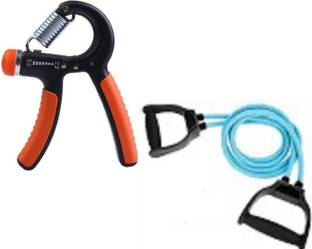 EMMKITZ Combo Rope Rubber Bands for Fitness Exercise Resistance Tube with gripper Home Gym Hand Grip/Fitness Grip