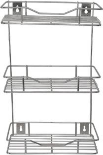 IRONTECH Utensil Kitchen Rack Steel Stainless Steel Multipurpose 3 Tier Kitchen Rack/Storage Shelf
