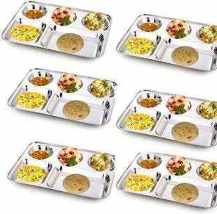 damurhu Stainless Steel Partition Plates Set Of 5 Dinner Plate