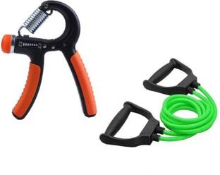 EMMKITZ Combo Resistance Tube (green) Resistance Tube with hand gripper Home Gym Kit Resistance Tube