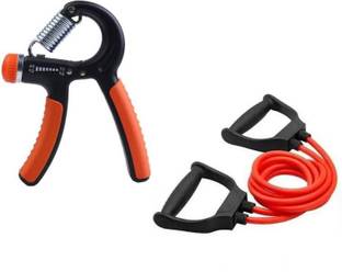 EMMKITZ Combo Resistance Tube (red) Resistance Tube with hand gripper Home Gym Kit Resistance Tube