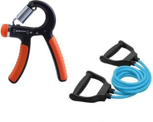 EMMKITZ Combo Resistance Tube (blue) Resistance Tube with hand gripper Home Gym Kit Resistance Tube