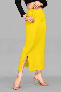 DRESQUE STORE Nylon Blend Saree Shapewear With Drawstring Lemon Yellow (M) Polyester Petticoat