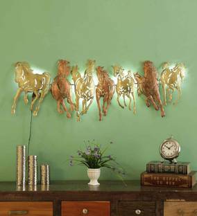 Kyzer Collection Iron 7 horse Acid Cutting with LED- Horse Wall Decor lighing animal - Wall decoration - Home Decor - Living room Décor - Bedroom Décor