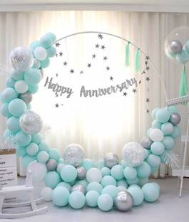 Bash N Splash Printed 1 Happy Anniversary Balloon with Confetti Balloon & Silver Chrome Balloon, Anniversary Party balloon (Pack of 62) Balloon