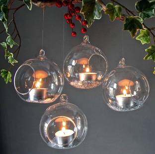 AG Apoorva Glass Hanging Terrarium Globe, Width 4", Height 4", DIY Air Succulent Planter, Clear Glass Vase Orb with Flat Bottom, Candle Holder for Windowsill Outdoor Garden Decor (4 Inch) Pack of 4 Glass Vase