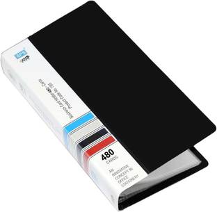 WeKonnect Black Business Visiting Card Book Case Organizer, Portable Holder Binder File Sleeve Storage, Holds 480 Card Holder