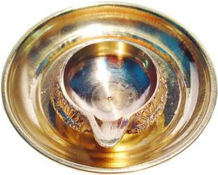 JDS PUJA ARTICLES Maha kubera lakhsmi kubera vilakku - (Big size)Brass diya with plate Brass Table Diya