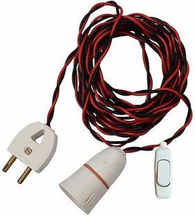 PMW Bulb Holder with Flexible Wire & 2 Pin Plug (Random Color, 10 Meter Wire) with Switch Two Pin Plug