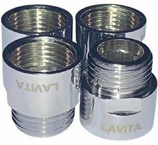 LAVITA Bathware Brass Extension Nipple 1 Inch Bathroom Accessories pack of 4 pieces| 1" Extension Nipple - Thread Size inner 15mm (1/2”) , thread size outer 15mm (1/2”) . 100% Brass , Unbreakable , CP Polished 1 Inch Faucet Nozzle