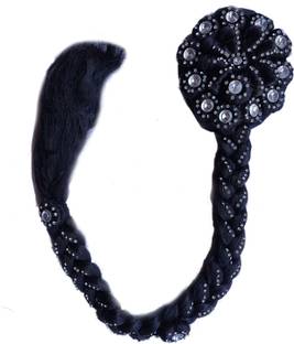 GuruEmbellish Wig Juda Choti With Stone Work for Women And Girls, Hair Extension Black Braid Extension