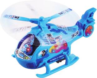 Aseenaa Musical and 3D LED Lights Helicopter Toy for Boys Girls | 360 Degree Rotation Aeroplane Vehicle Toys for 2-5 Year Baby Boy Girl Kids and Children | Plane for Toddlers Childrens | Blue Colour