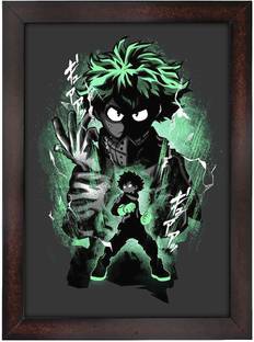 Midoria My Hero Academia Anime Poster with Brown Frame Paper Print