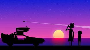 Rick And Morty Sunset Rick Sanchez Delorean Paper Print