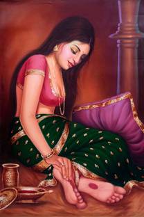 Wall poster of Woman Art Oil Painting Poster | Office Wall Decorative Poster | Woman Art painting (Without Frame) Paper Print