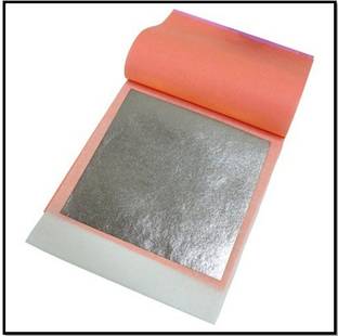 Nature's Bridge Chandi Vark / Edible Silver Leaf - (50 Leaf) Jumbo Sized Sheet 12 cm x 12 cm / German Finest Silver Leaves for sweets / Face Pack / Chandi ka Warq Glitters