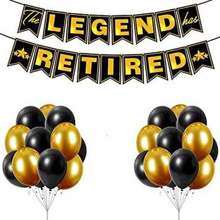ZYOZI Retirement Party Decorations - Happy Retirement Decorations for Party - Farewell Party Decorations - Retirement Party Supplies - Retirement Banner with Black Golden Balloon (Pack of 26)
