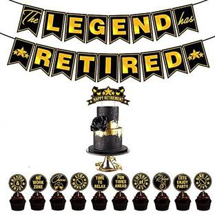 ZYOZI Retirement Party Decorations - Happy Retirement Decorations for Party - Farewell Party Decorations - Retirement Party Supplies -Retirement Banner with Cup Cake Topper and Cake Topper (Pack of 12)