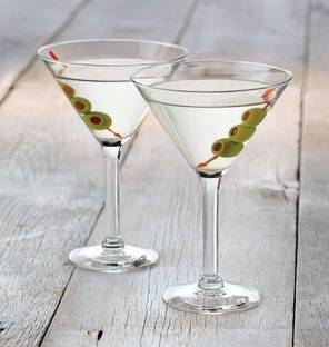 KINJAY (Pack of 2) Margarita Martini Crystal Clear Glass, Cocktail Glasses, Party Glasses 190 ML Glass Cocktail Glass