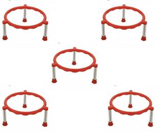 SRS Glister Pot Stainless Steel Legs Single Ring Pot/Matka Stand Plant Container Set